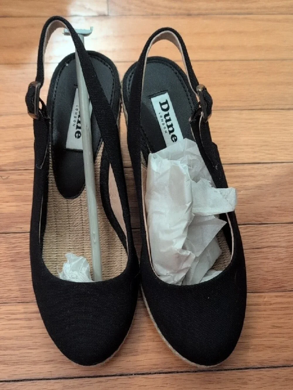 Dune London Black Espadrille Wedge Slingback